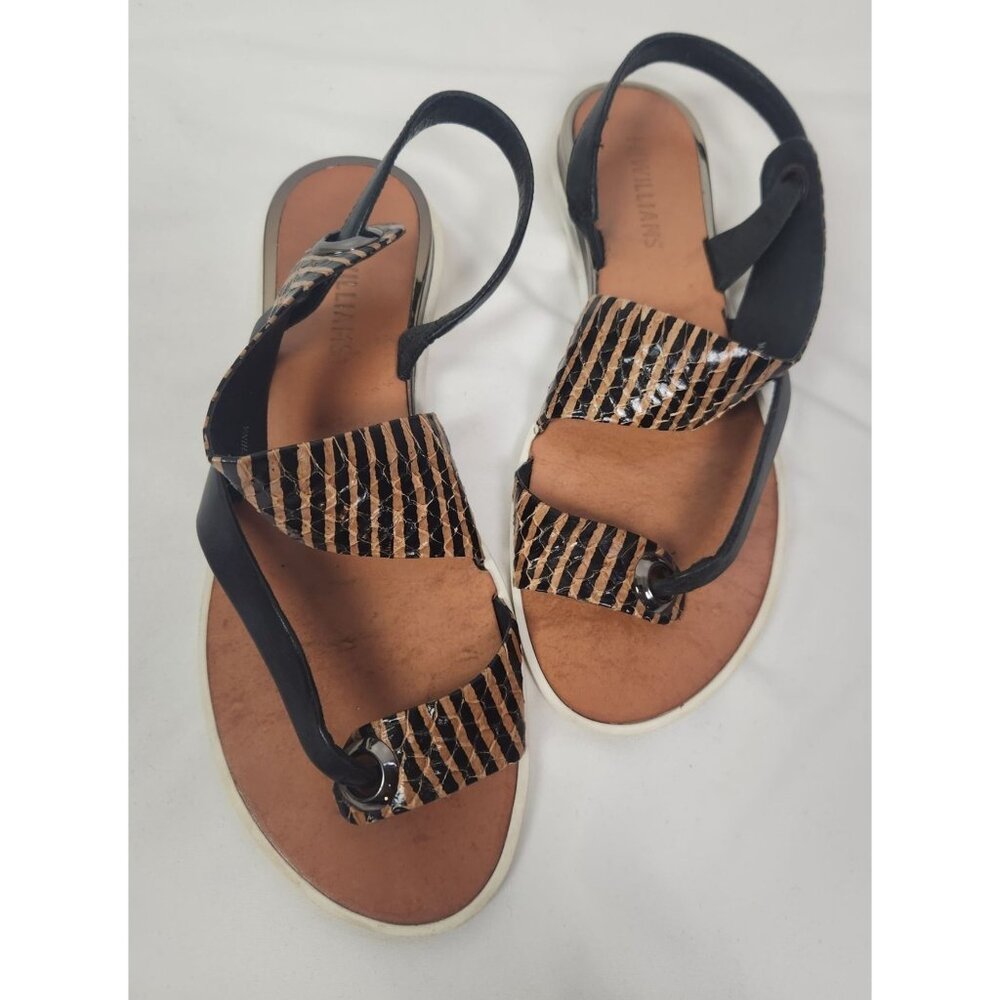 H | Williams Women's Sz. 37 Leather Stipe Slip On Sandals